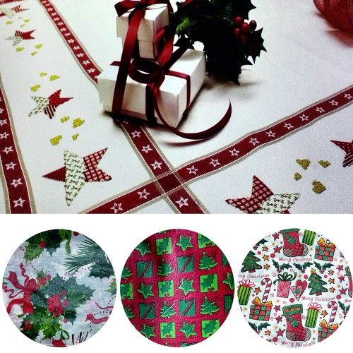 Tovaglia Idrorepellente Antimacchia 3pz Flanellata Per Tavola Tema Natale